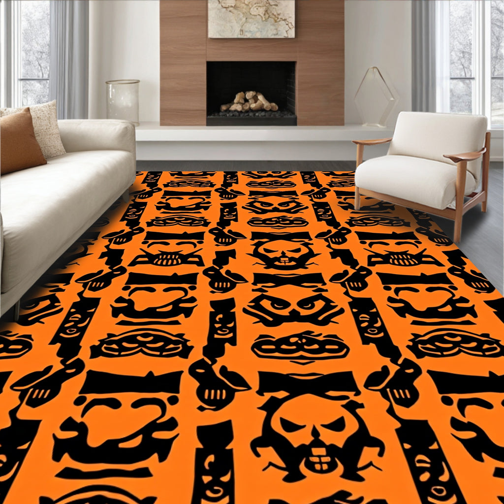 Halloween Skull Mask Pattern Rug