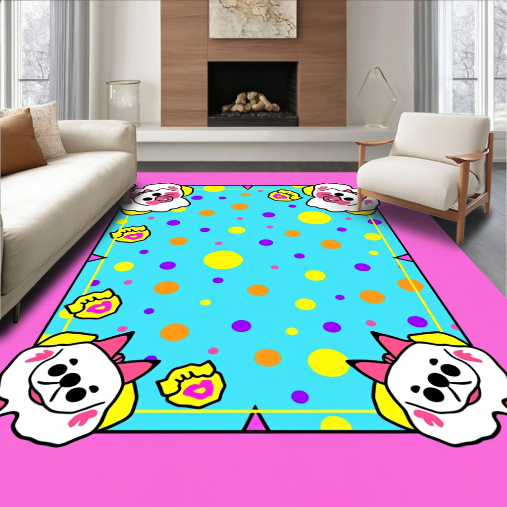 Whimsical Dog Face Dots Pattern Rug