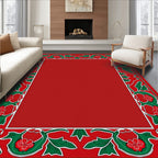 Victorian Floral Red and Green Border Rug