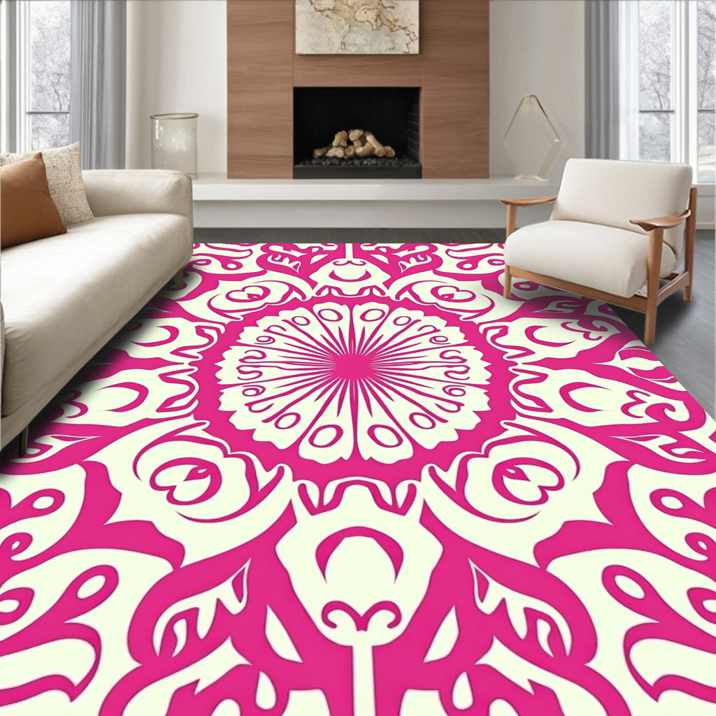 Pink Traditional Floral Medallion Rug