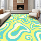 Retro Swirls Waves Abstract Pattern Rug