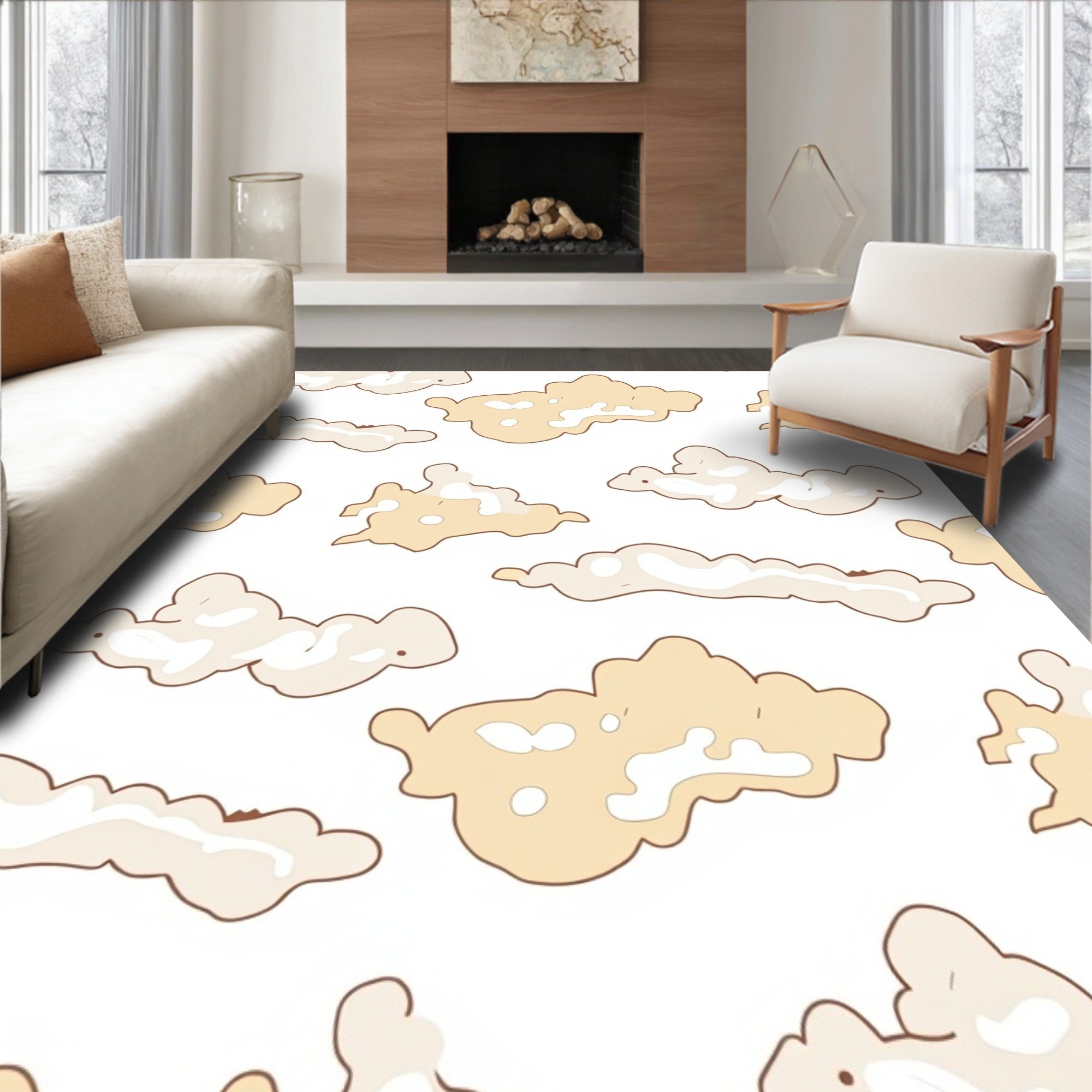 Gentle Cloud Pattern With Subtle Hue Rug