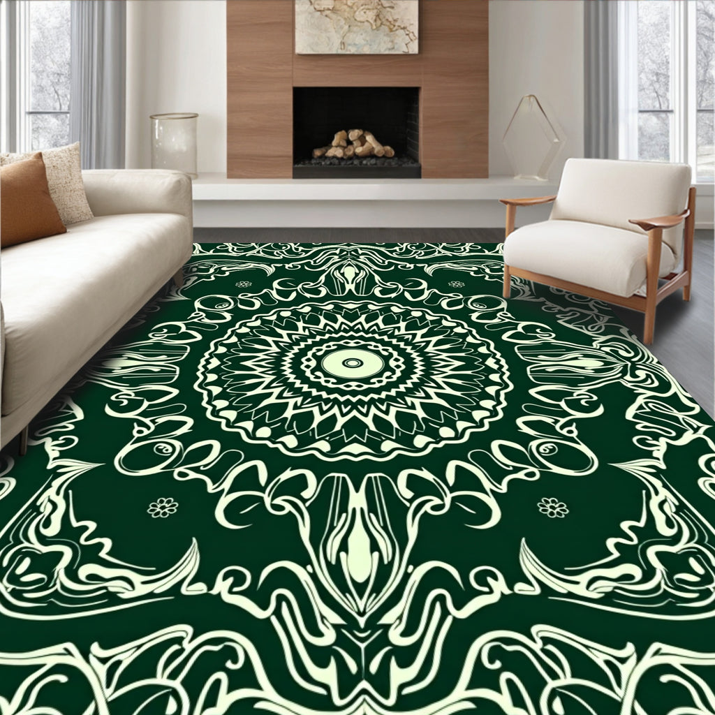 Intricate Floral Mandala Style Design Rug