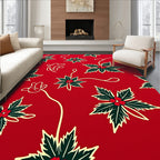 Red Holly Festive Pattern Design Rug