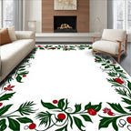 Botanical Red Berry Vine Pattern Rug