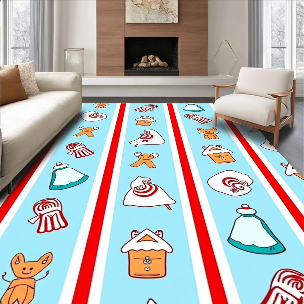 Gingerbread Candy Cane Stripes Christmas Rug