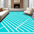 Modern White Stripe Abstract Geometric Design Rug