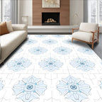 Light Blue Floral Geometric Design Rug