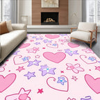 Pink Hearts and Stars Pattern Rug