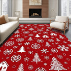 Winter Wonderland Trees Snowflakes Pattern Rug