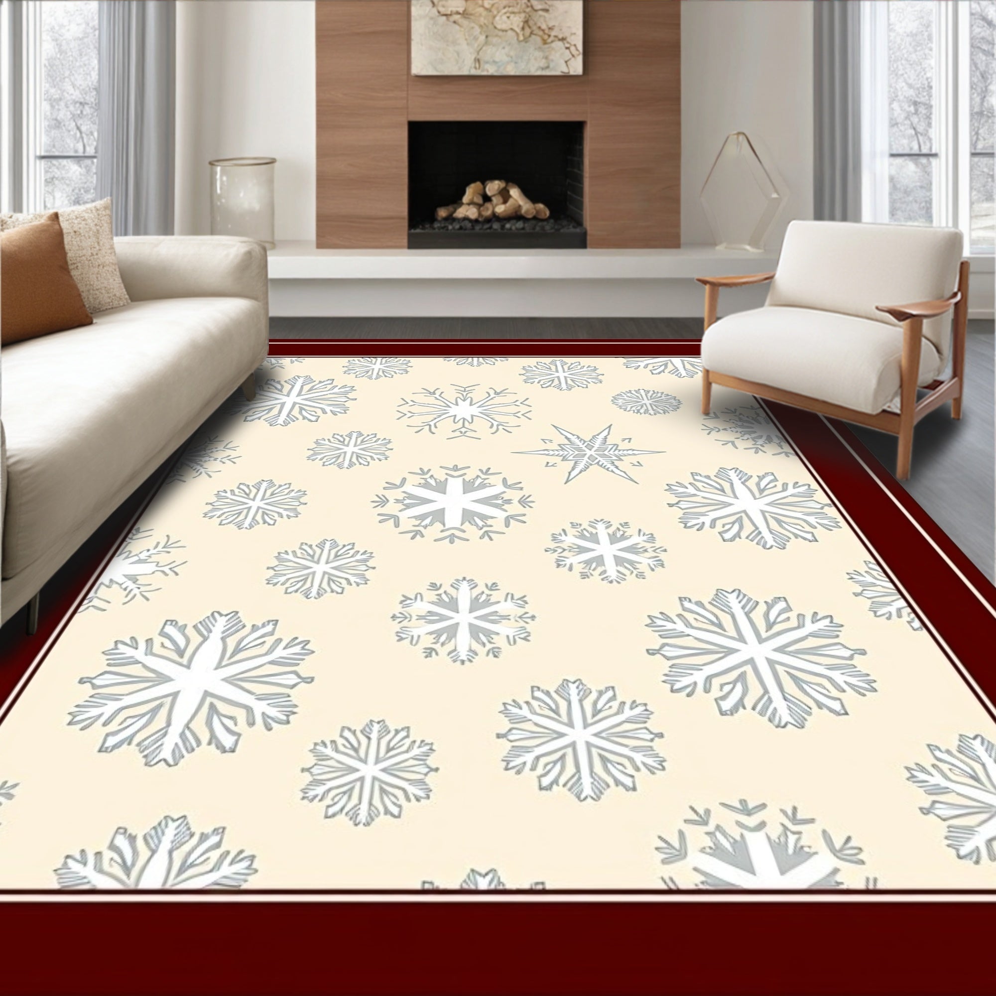 Winter Snowflake Pattern Design Rug