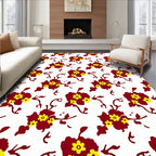 Red Floral Branch Pattern Design Rug