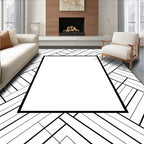Monochromatic Geometric Herringbone Pattern Rug