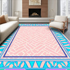 Abstract Maze Pattern with Geometric Border Rug