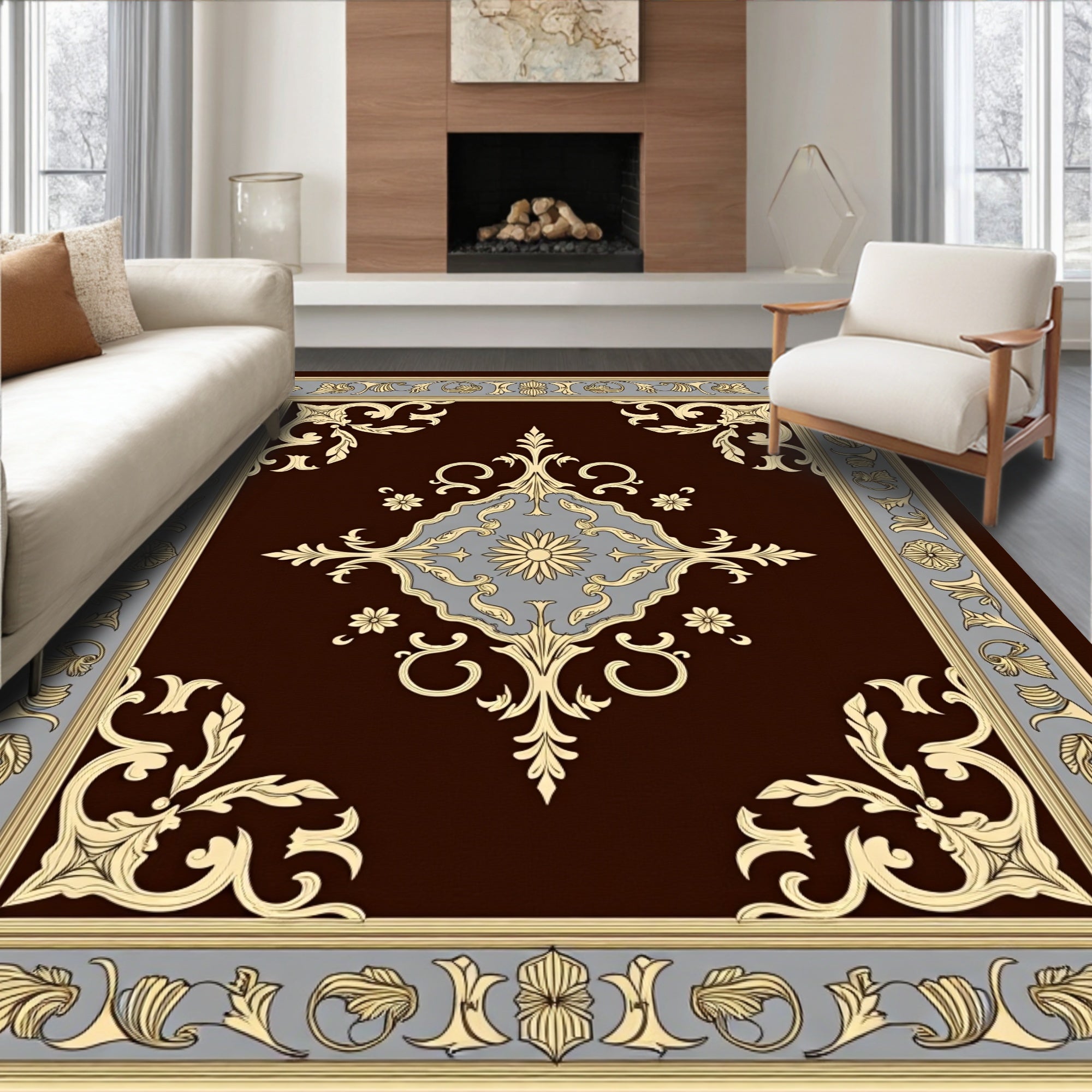 Elegant Floral Corner Classic Rug