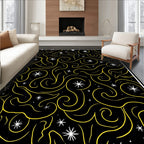 Black Yellow Swirling Starry Night Rug
