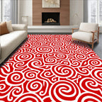 Crimson White Swirl Motion Rug