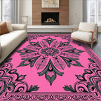 Pink Floral Mandala Design Rug