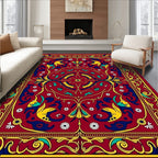 Regal Red and Yellow Floral Design Rug