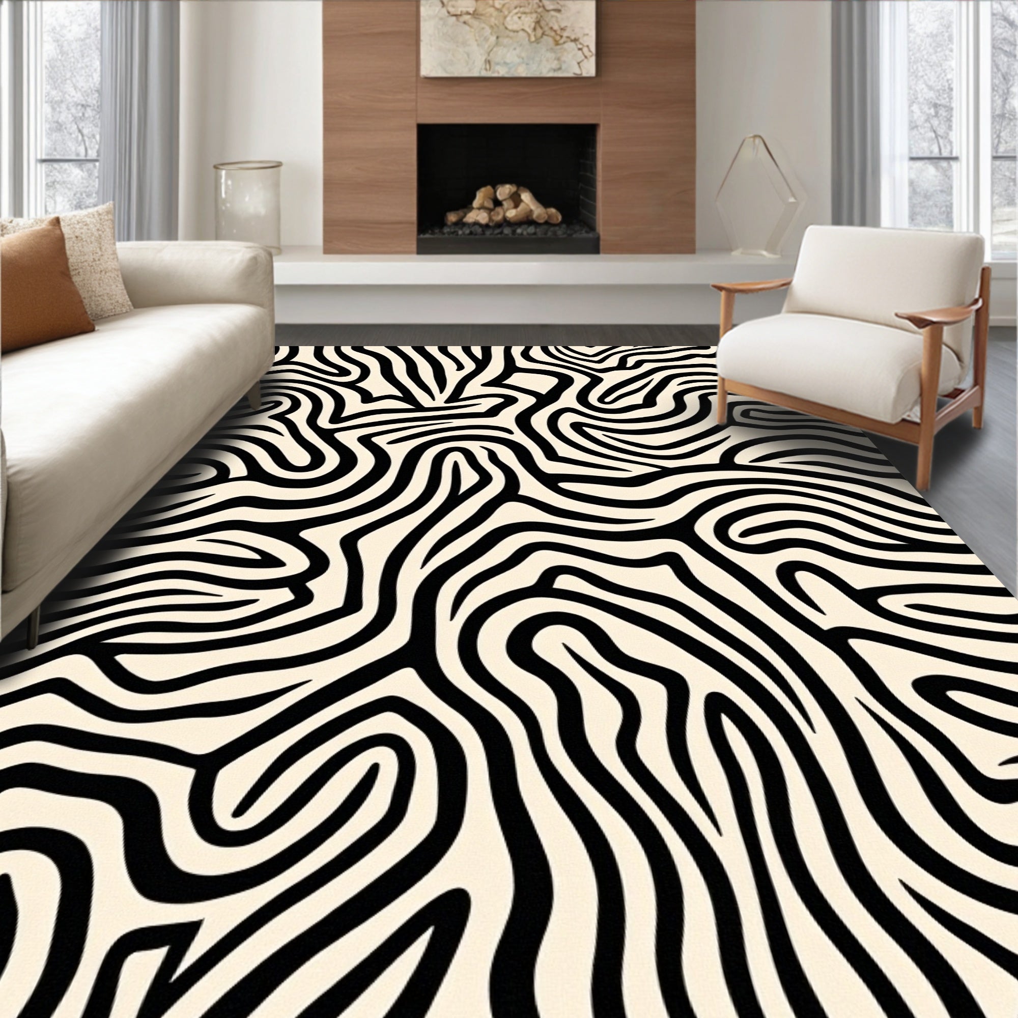 Bold Abstract Wavy Stripe Rug