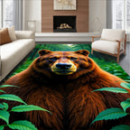 Majestic Bear In Green Forest Rug