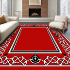 Crimson Red Celtic Knot Decorative Frame Rug