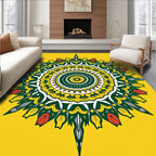 Vibrant Yellow Floral Mandala Design Rug