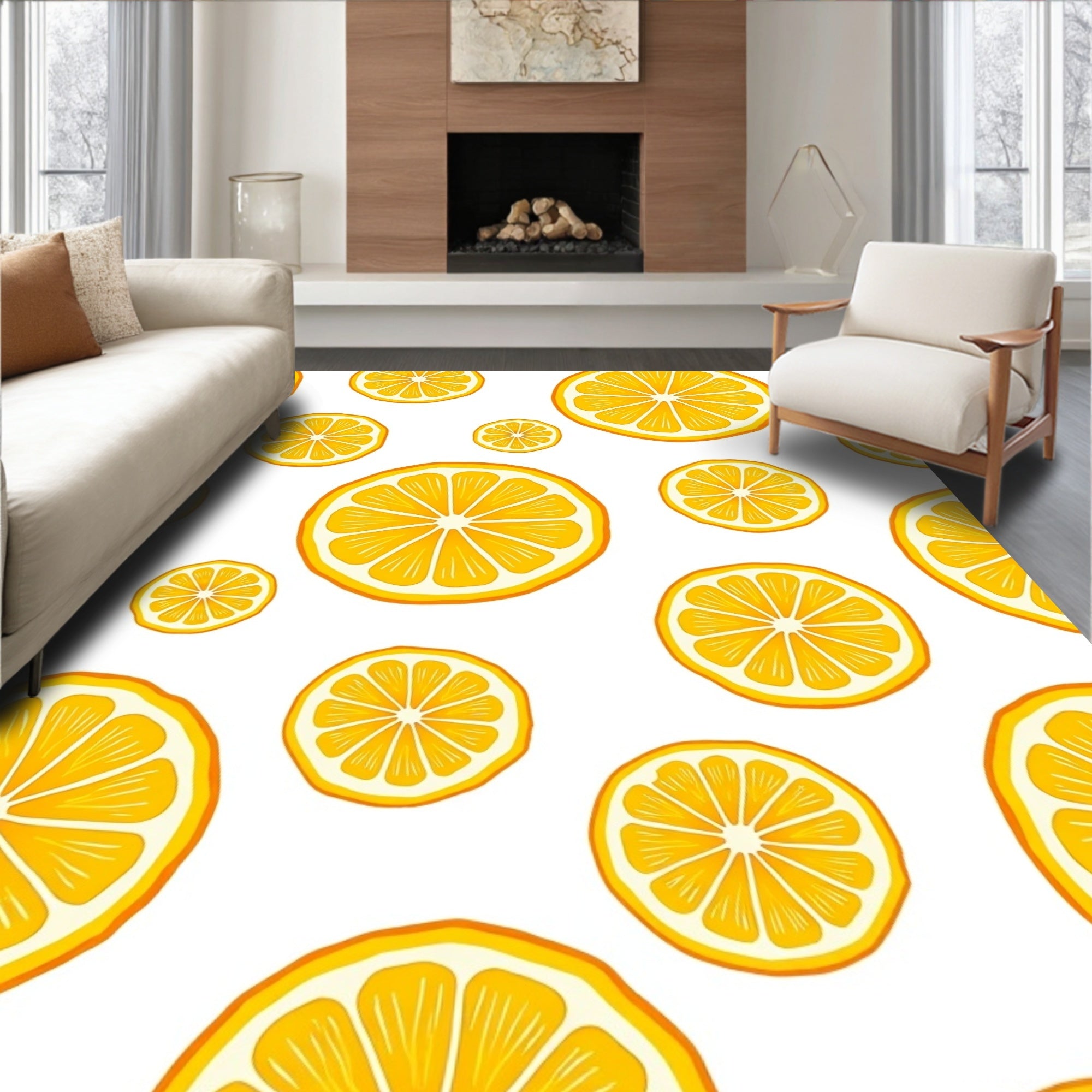 Fresh Orange Slice Patterned Rug