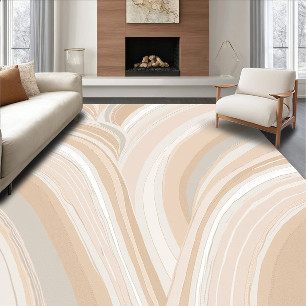 Modern Abstract Swirled Pastel Rug