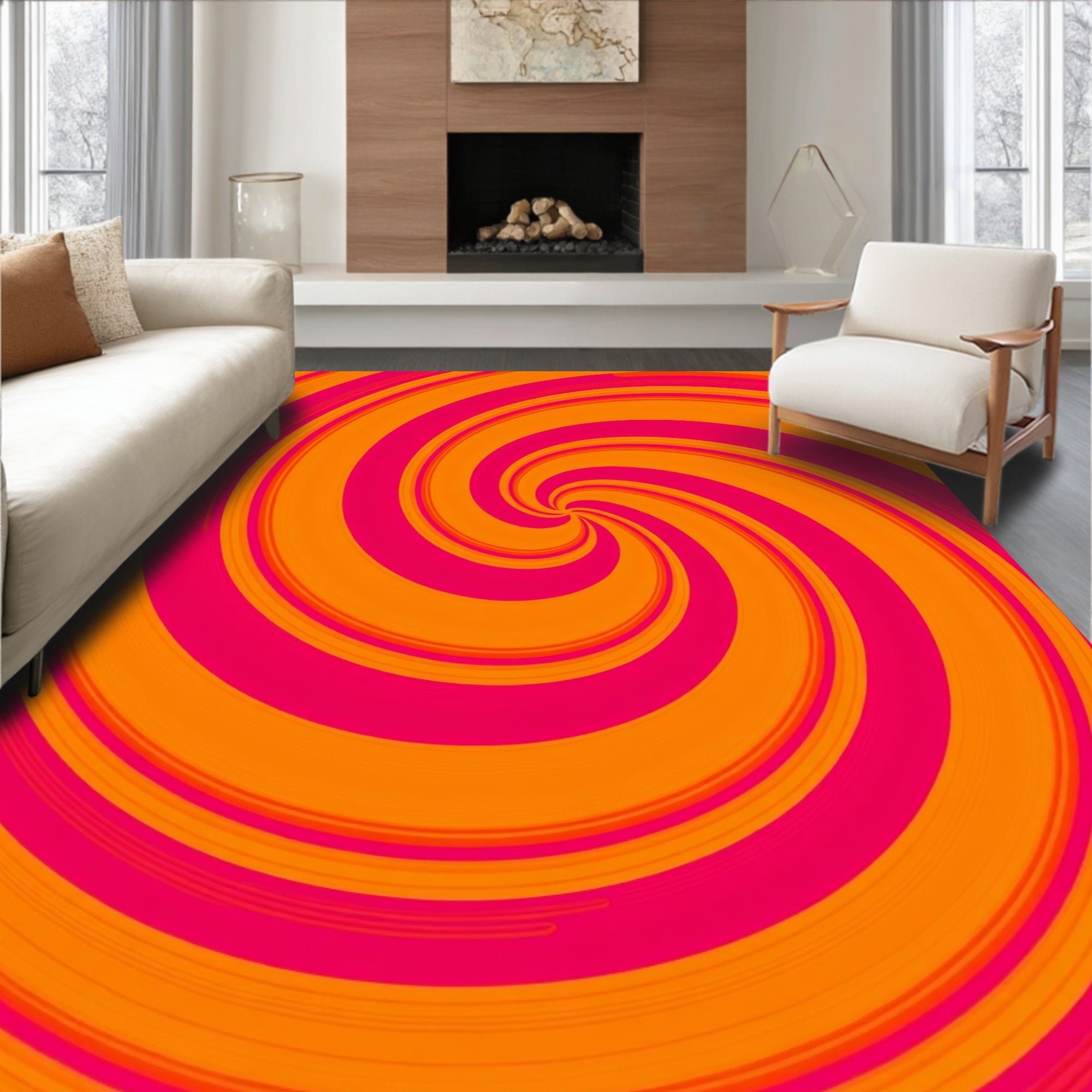 Vibrant Spiral Pattern Rug