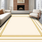 Geometric Gold Lines Frame Rug