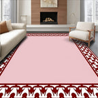 Ornate Burgundy Geometric Border Design Rug
