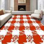 Bold Red White Checkered Pattern Rug
