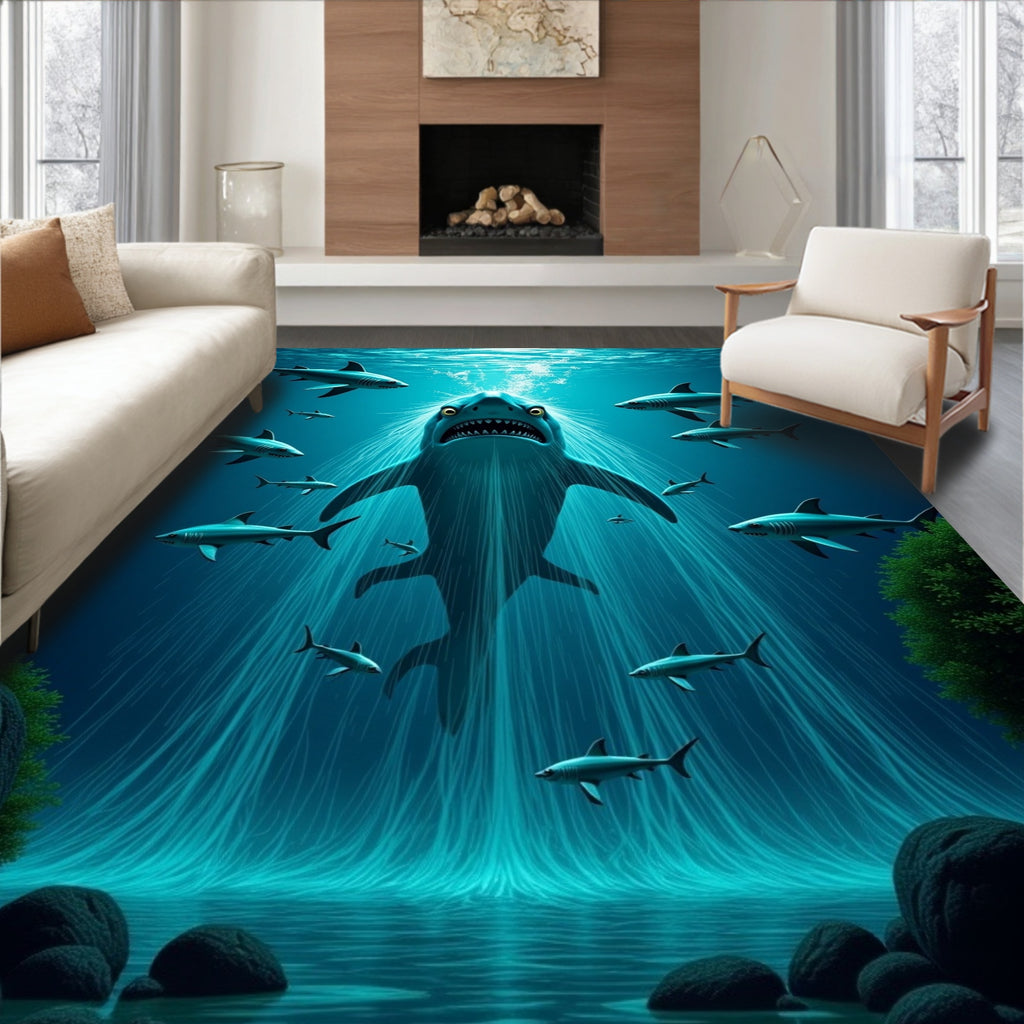 Deep Sea Shark Swarm Rug