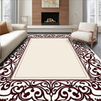 Ornate Baroque Scrollwork Border Design Rug