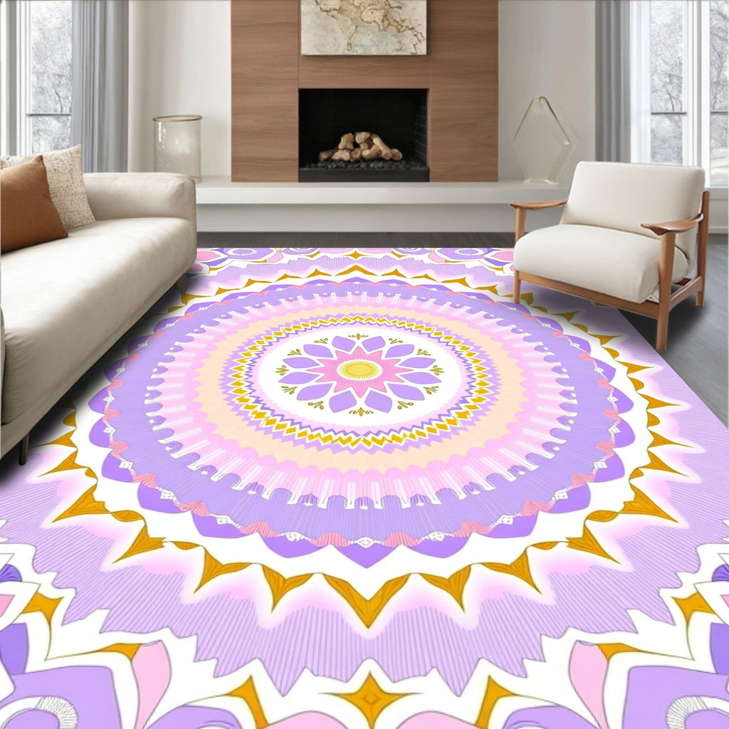 Pastel Mandala Floral Pattern Rug