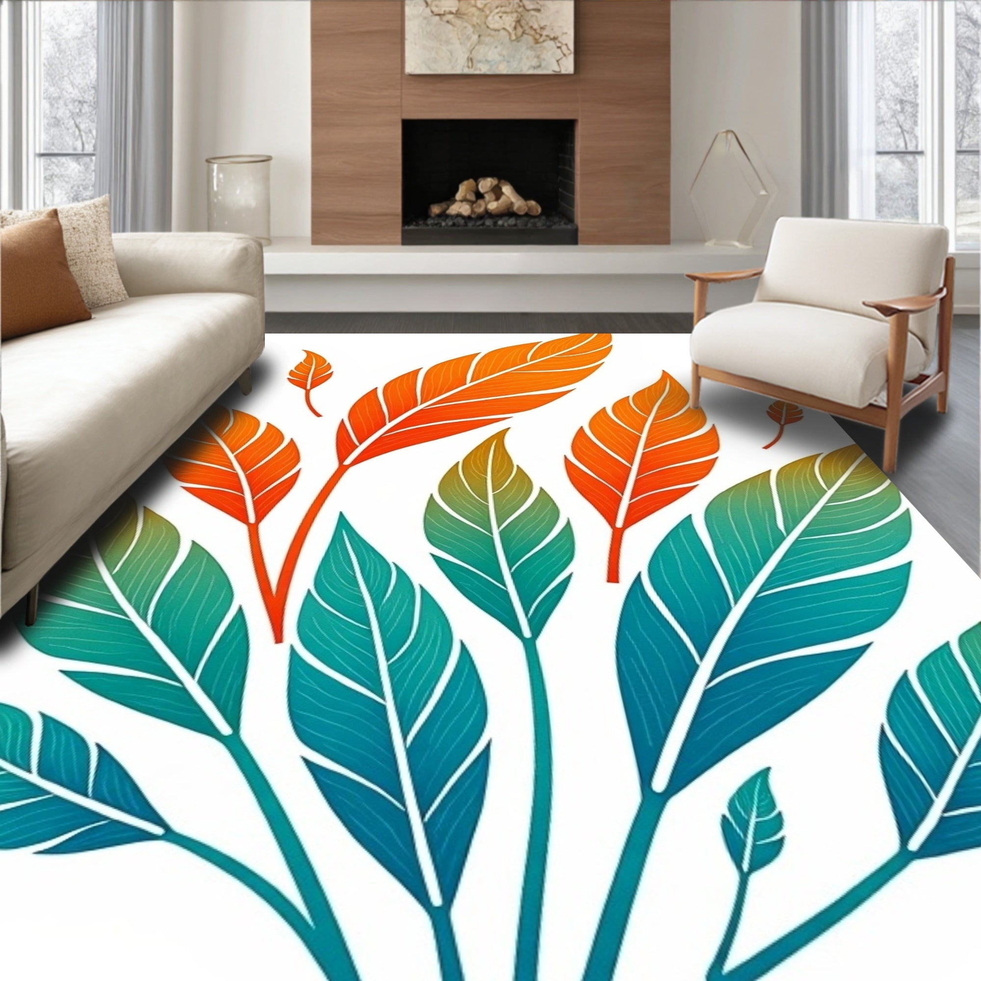 Tropical Feather Bold Pattern Rug