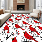 Red Cardinal Bird Winter Pattern Rug
