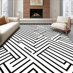 Monochrome Geometric Intersecting Lines Rug