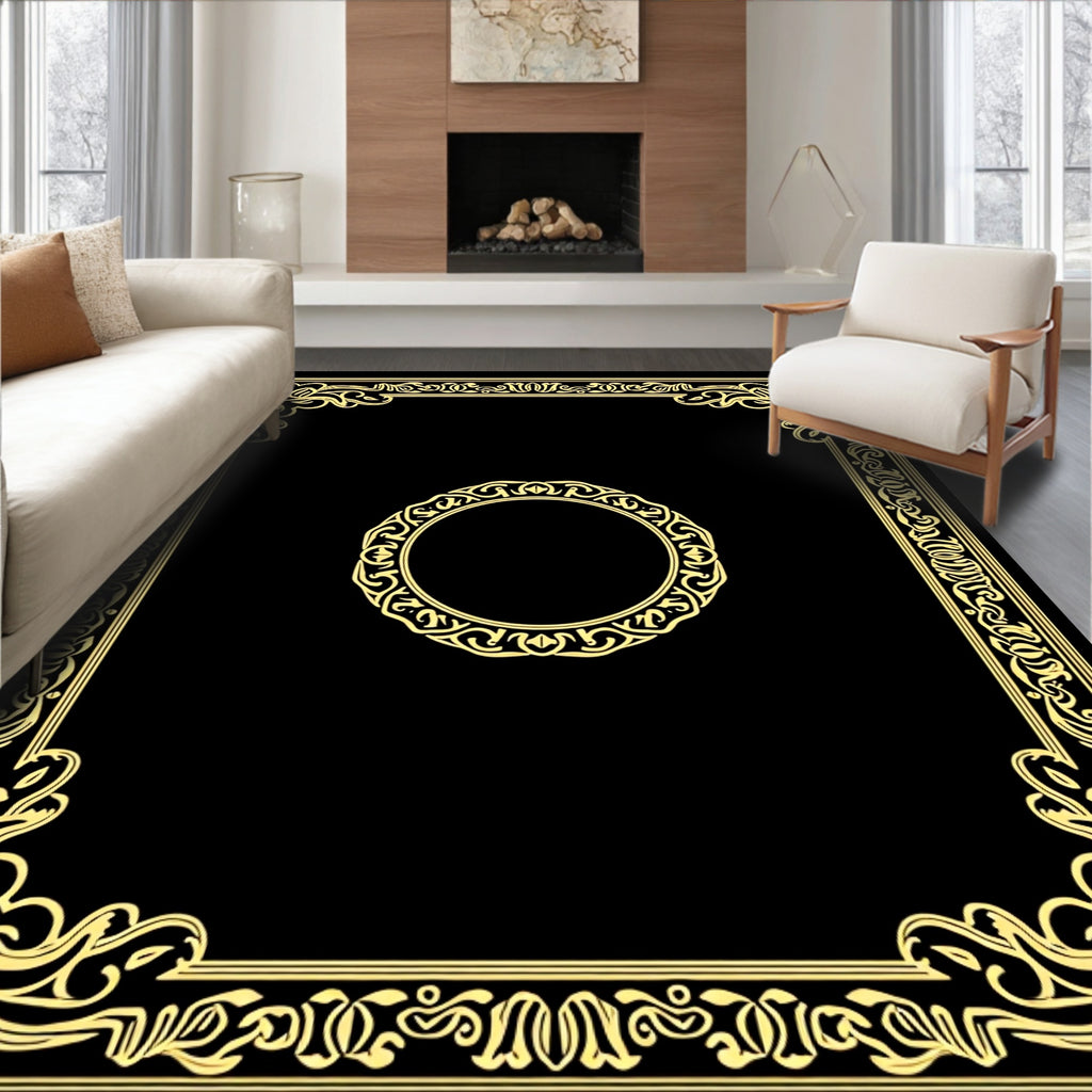 Retro Filigree Border Pattern Rug