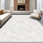 Delicate Gray Floral Mandala Outline Rug