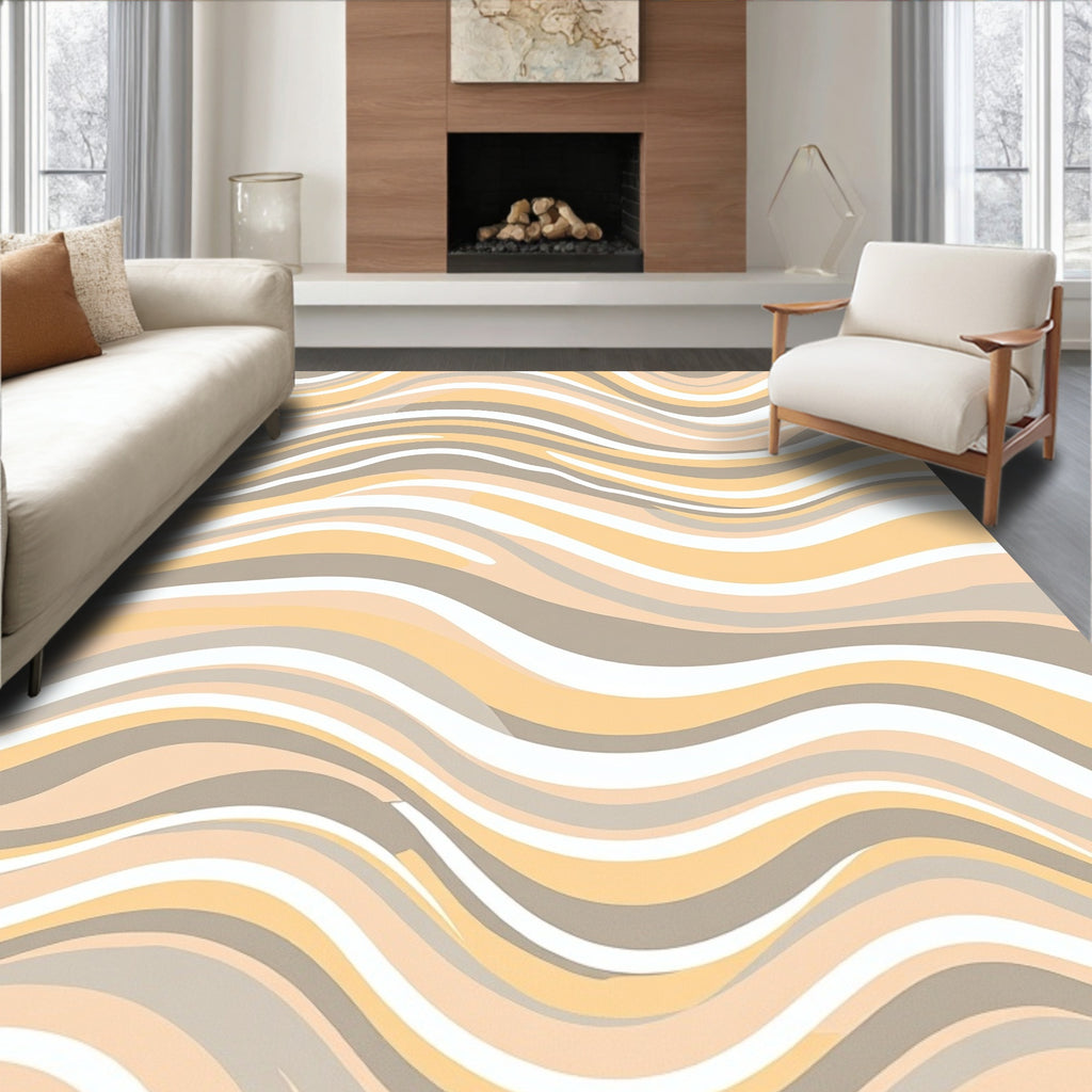 Gentle Cream Yellow Wave Pattern Rug