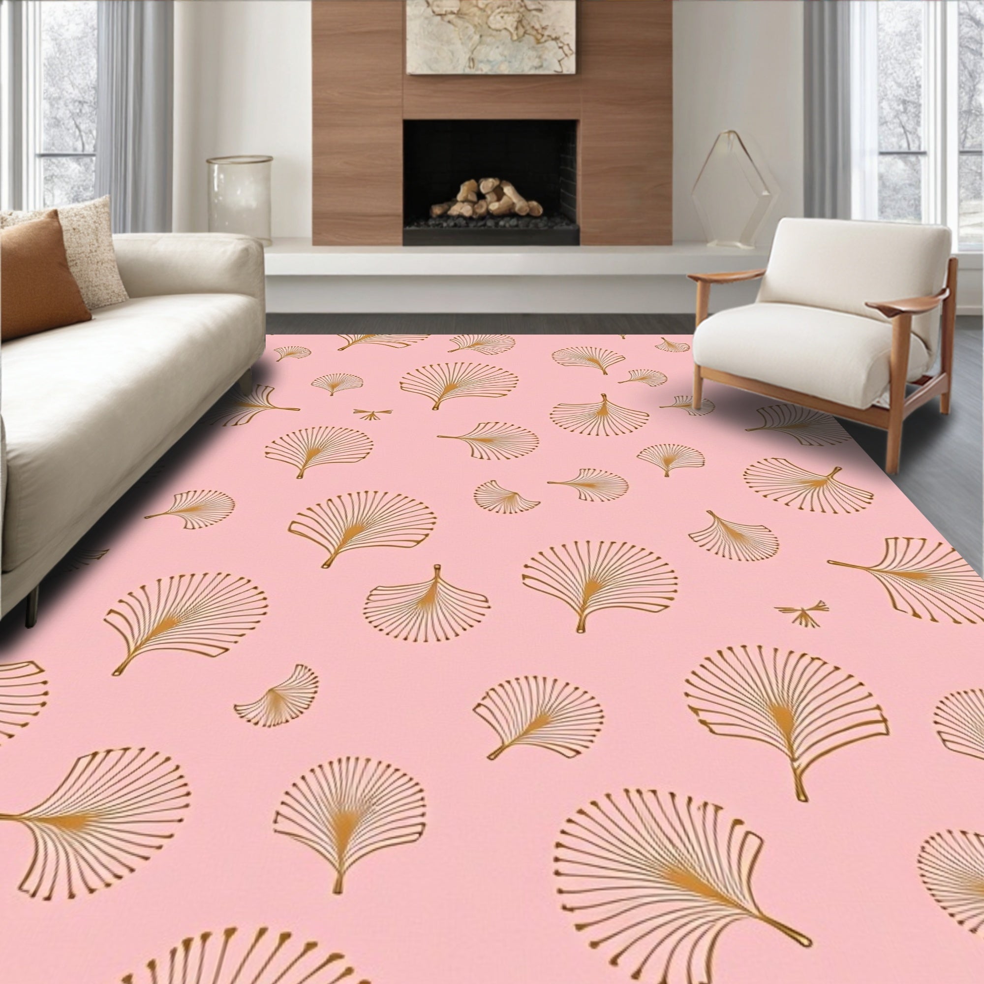 Art Deco Fan Pattern Design Rug