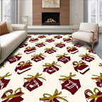 Gift Wrapped Pattern With Gold Bows Rug