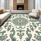 Damask Inspired Floral Scrollwork Design Rug