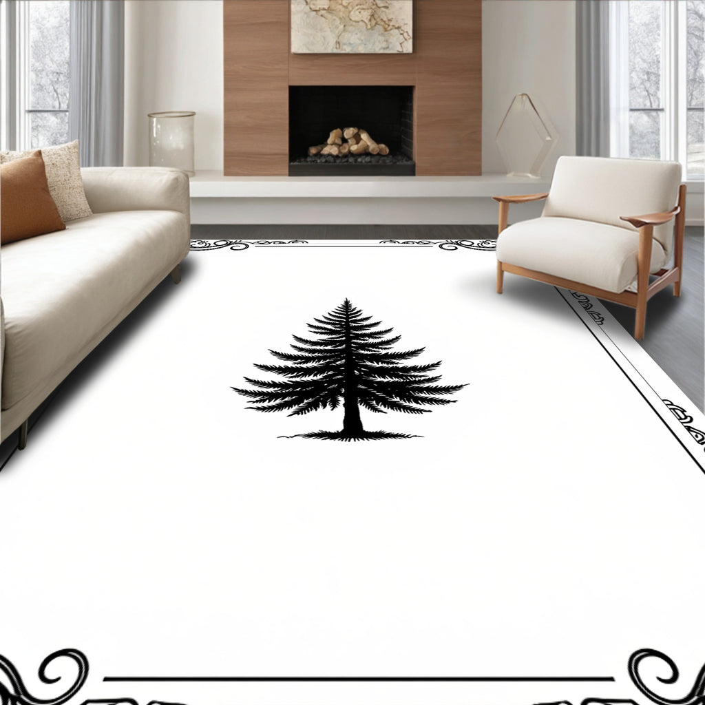 Ornate Pine Tree Silhouette Design Rug