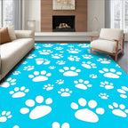 Charming White Paw Prints Pattern Rug