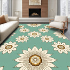 Floral Mandala Inspired Cream Brown Rug