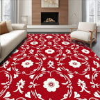 Classic Floral Swirl Red Pattern Rug