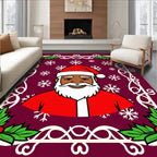 Festive Santa Holly Snowflake Pattern Rug